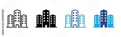 Office building icon representing business corporate company and commercial real estate, modern headquarters enterprise symbol vector illustration