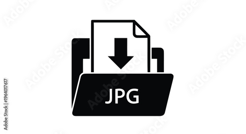 Vector illustration of folder icon with jpg file format and download arrow symbol
