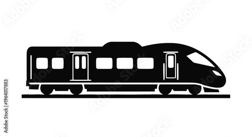 Vector illustration of modern high speed train icon, side view of a passenger locomotive