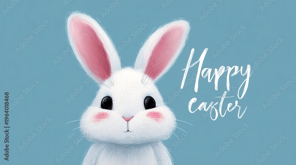 Fototapeta premium bunny greeting card green background on a blue background