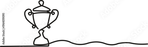 Winner Trophy Cup Continuous One Line Art Illustration