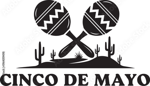 Cinco de mayo celebration logo with traditional elements