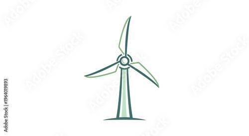 Modern wind turbine renewable energy flat vector illustration, clean eco power generator icon, sustainable electricity production concept, green energy technology, minimalist environmental symb