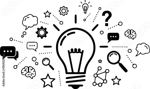 Creative Brainstorming & Idea Generation.silhouette vector black 