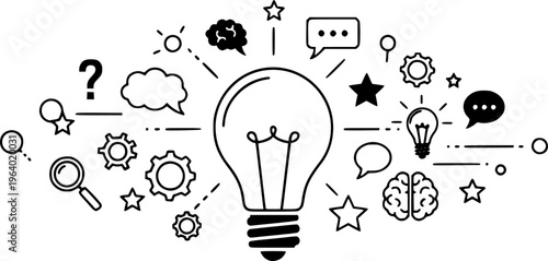 Creative Brainstorming & Idea Generation.silhouette vector black 