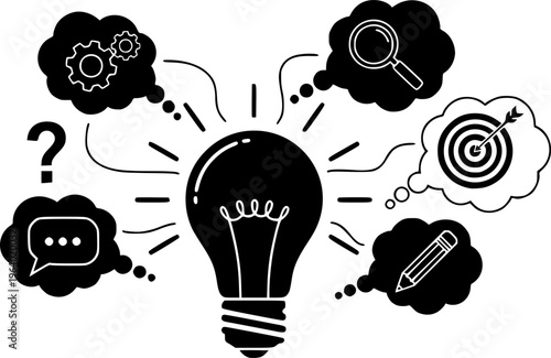 Creative Brainstorming & Idea Generation.silhouette vector black 