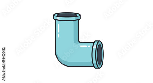 Light blue L-shaped industrial pipe or plumbing elbow joint used for transporting water, gas, or chemicals in infrastructure systems.