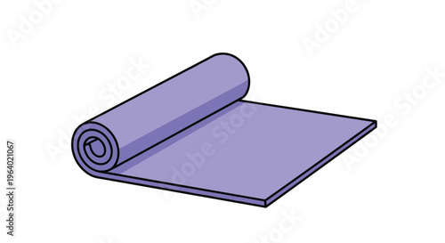 Simple purple yoga mat partially unrolled on a plain background for fitness exercises and daily stretching routines.