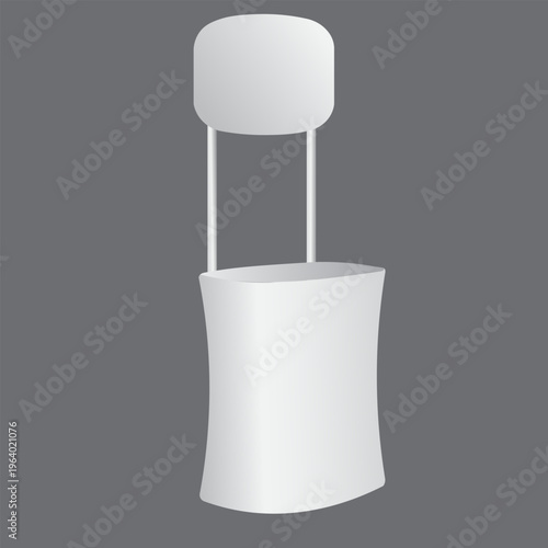 Plain white PVC POS POI promotional stand for retail trade stand isolated on white background