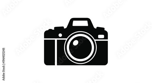 Vector illustration of black silhouette icon of a digital camera