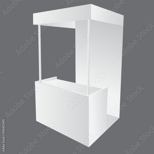 White portable promotional table advertising stand isolated on transparent background