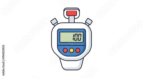 Digital stopwatch or timer device with a screen showing one hundred used for sports training and time tracking activities.