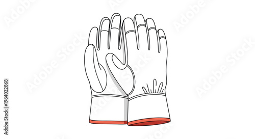 Pair of heavy-duty protective white work gloves with red trim for manual labor, construction, gardening, and safety tasks.