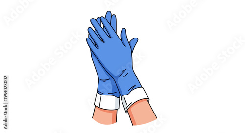 Blue disposable gloves vector illustration, hygiene and protection, suitable for medical and cleaning purposes