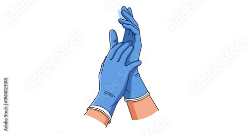 Illustration of a Pair of Blue Disposable Gloves, Vector Graphic Art for Medical and Household Use