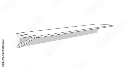 Modern white floating wall shelf with a triangular support bracket designed for minimalist interior decor and storage on a plain background.