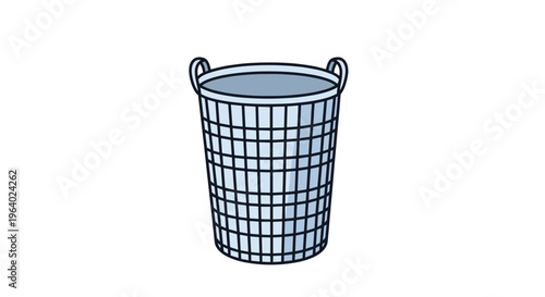 Light blue plastic laundry basket with a woven grid pattern and two handles for carrying dirty or clean clothes around the home for washing.