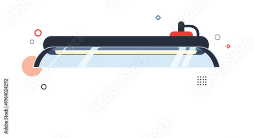 Industrial fluorescent light fixture shown with a bright yellow glowing tube and a protective cover used for commercial or garage lighting.