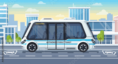 Autonomous Electric Bus on Roadway.