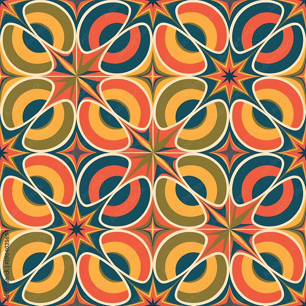 Fototapeta premium Atomic Boomerang Seamless Pattern Mid Century Retro Geometric Background