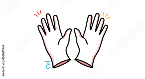 Pair of white protective gloves commonly used for medical, cleaning, or food service purposes shown in a simple cartoon style.