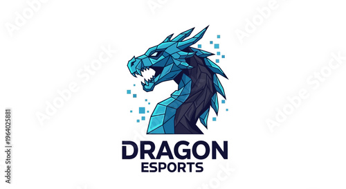 Blue dragon head logo design.
