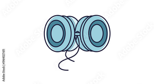 Classic blue yo-yo toy with its string dangling shown in a simple vector illustration style isolated on a plain white background.