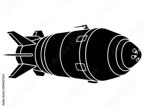 Intercontinental Ballistic Missile (ICBM) Silhouette, Nuclear Rocket Icon, Vector Strategic Defense Illustration
