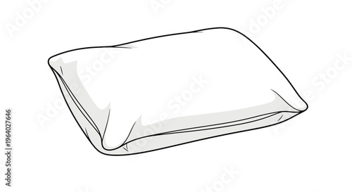 Soft white bed pillow with a simple fabric texture shown in a perspective view isolated on a plain white background for sleep decor.