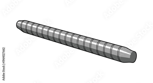 Cylindrical metal component with segmented grooves represents mechanical parts used in industrial engineering or construction projects.