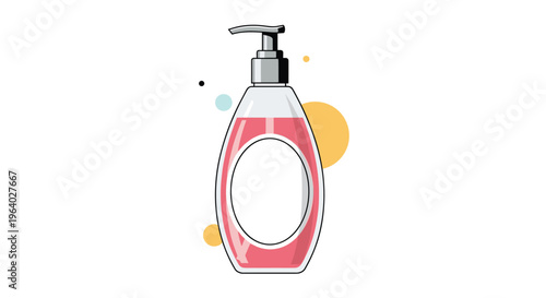 Transparent pump bottle filled with pink liquid soap stands as a symbol for hygiene, personal care, and daily bathroom routines.