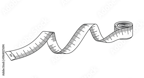 Flexible measuring tape with black markings coils across the frame, essential for tailoring, sewing, construction, and precise DIY work.