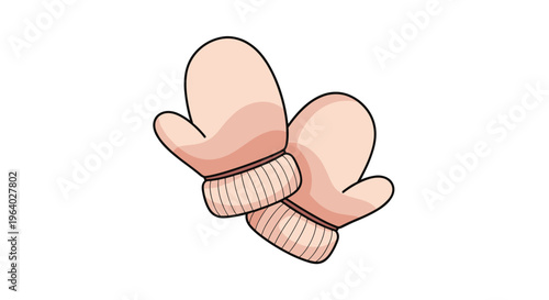 Pair of soft pink mittens with ribbed cuffs offers warmth and protection for hands during cold winter weather and snowy outdoor activities.