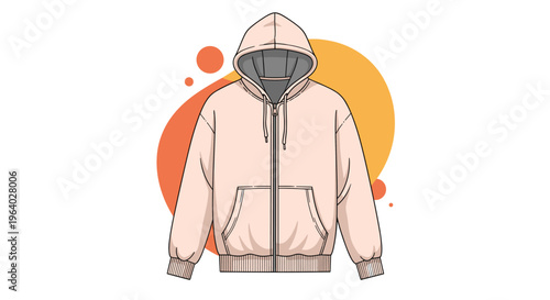 Lightweight beige zip-up hoodie with front pockets and drawstrings offers casual fashion and comfort for active lifestyles and daily wear.