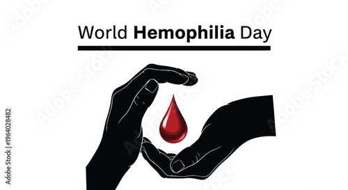 World Hemophilia Day vector illustration with caring hands protecting a vibrant red blood drop design