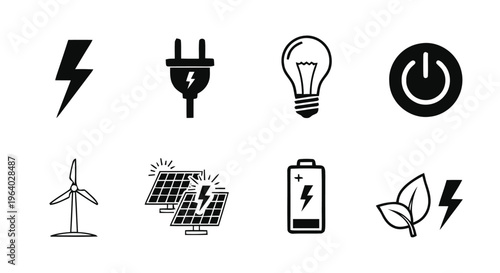 Vector illustration of set of energy and power icons