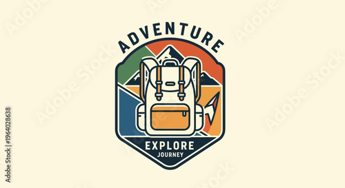 Colorful backpack icon for adventure travel.