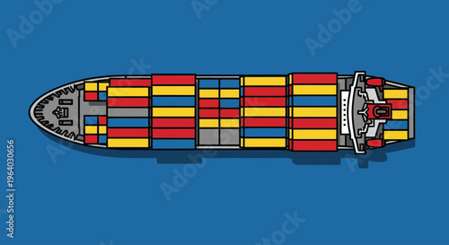 Container ship cargo vessel illustration.