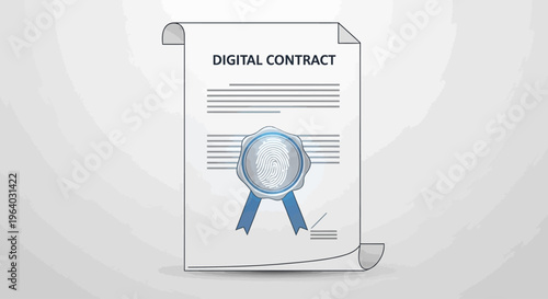 Digital contract with blue ribbon seal.