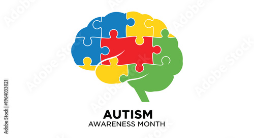 Autism awareness month brain puzzle piece symbol