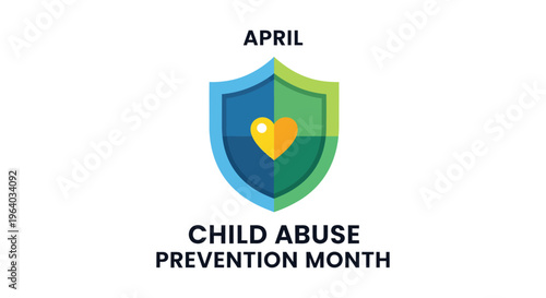 Child abuse prevention month awareness logo with shield and heart