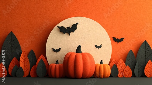 Radiant Orange Pumpkin Composition with Tactile Paper Texture – Immersive Visual for Sustainable Food Packaging and Wellness Branding
