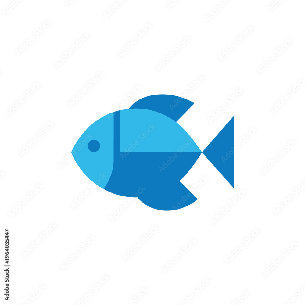 Obraz premium Simple blue fish logo clean aquatic branding icon