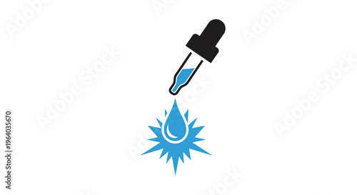 A dropper dropping a blue liquid.