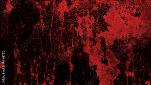 Abstract blood-red grunge texture background. Spattered crimson paint, dark art. Dramatic pattern. Artistic surface. Unsettling stains. Rough material. Conceptual design. Emotional impact.