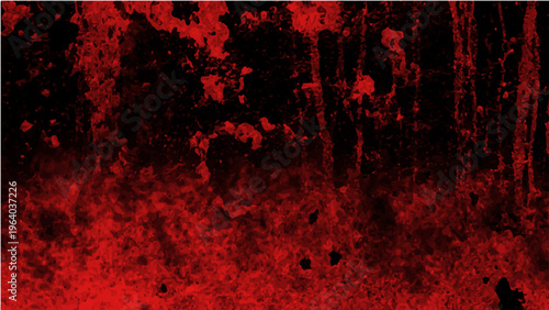 Dramatic abstract red texture and blood splash and black background and gritty design and fiery paint flow and dark art and ominous visual and bold contrast.