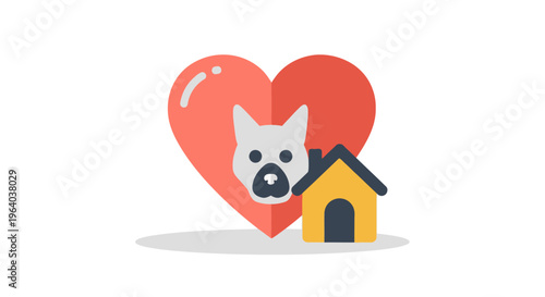 Dog House with Heart Shaped Symbol.