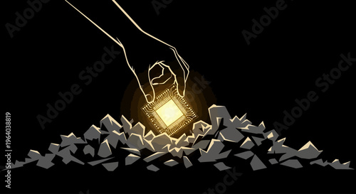 Hand holding glowing lantern in darkness.