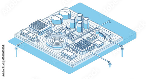 Industrial factory infrastructure blueprint design.
