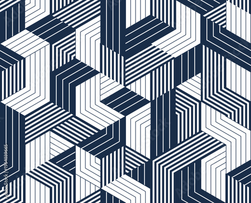 Cubes abstract background, seamless pattern with 3D blocks, geometric linear polygon wallpaper, isometric surreal cubic construction tiling pattern.